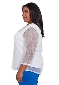 Plus Parrot Cay Popcorn Mesh Top