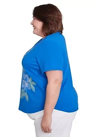 Plus Parrot Cay Floral Embroidery Top