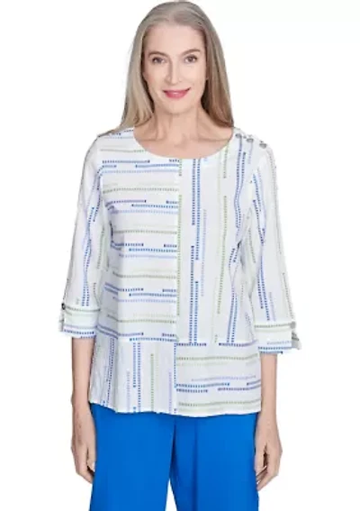 Petite Parrot Cay Texture Jacquard Spliced Top