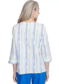 Petite Parrot Cay Texture Jacquard Spliced Top