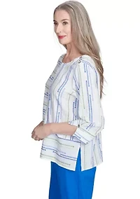 Petite Parrot Cay Texture Jacquard Spliced Top