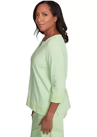 Petite Parrot Cay Solid Top with Lace Trim