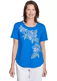 Petite Parrot Cay Floral Embroidery Top