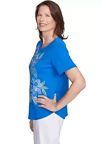 Petite Parrot Cay Floral Embroidery Top