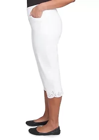 Women's  Crystal Springs Eyelet Cuff Capri Pants