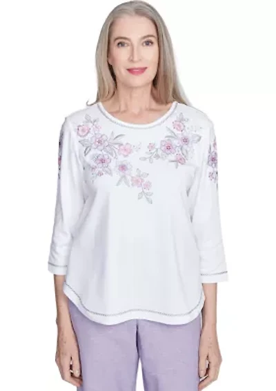 Women's Crystal Springs Embroidered Flower Yoke Top