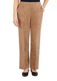 Plus Copper Canyon Suede Pull-On Straight Leg Pants Short Length
