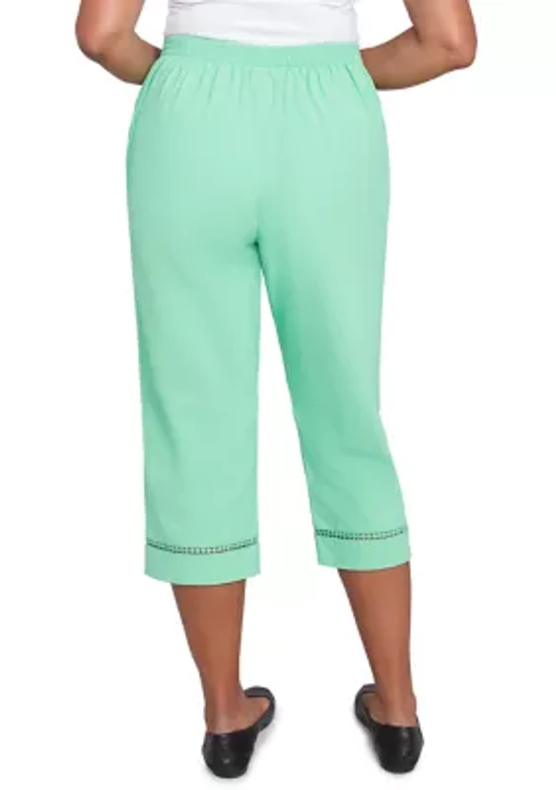 Women's Rise & Shine Dot Lace Trim Capri Pants