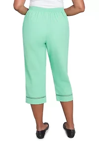 Women's Rise & Shine Dot Lace Trim Capri Pants