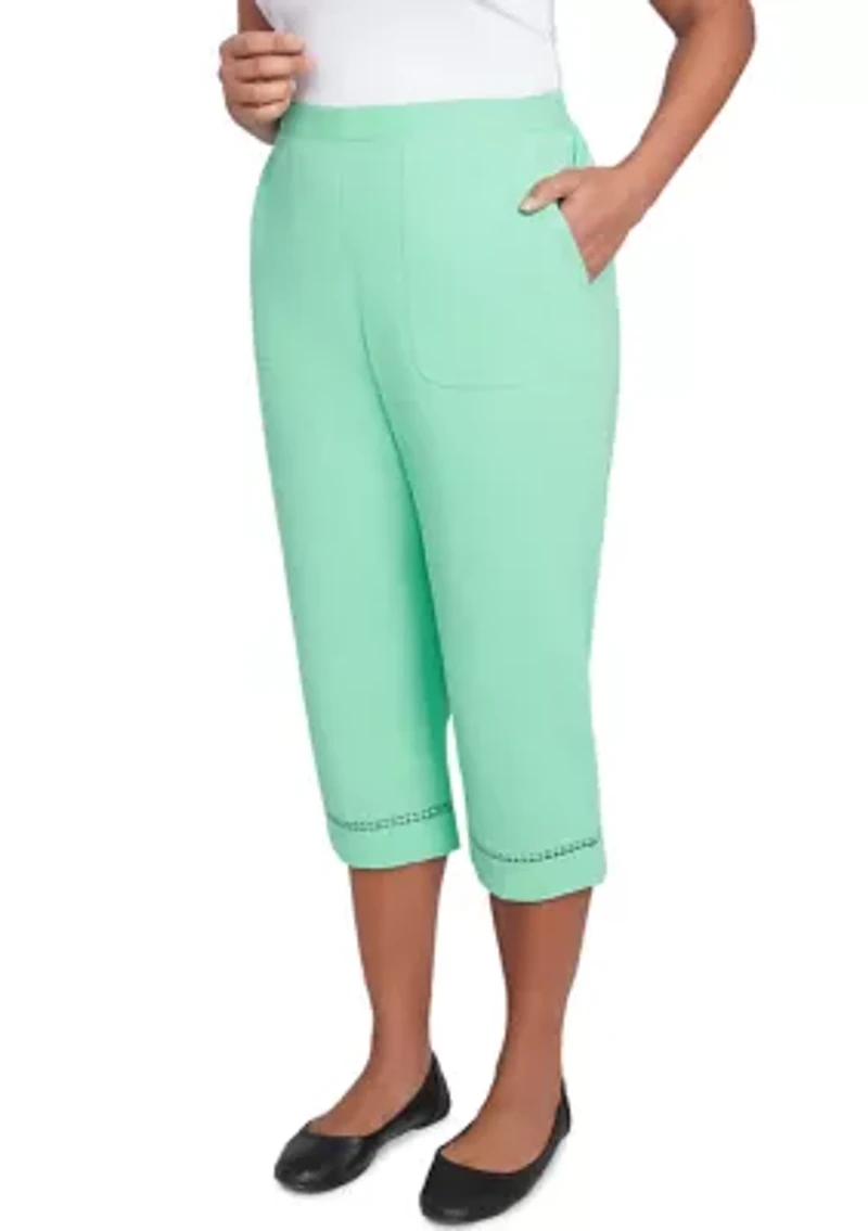 Women's Rise & Shine Dot Lace Trim Capri Pants