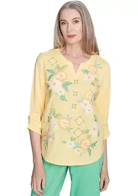 Women's Rise & Shine Floral Embroidery Top