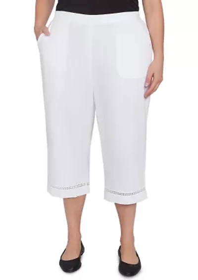 Plus Rise and Shine Dot Lace Trim Capri Pants