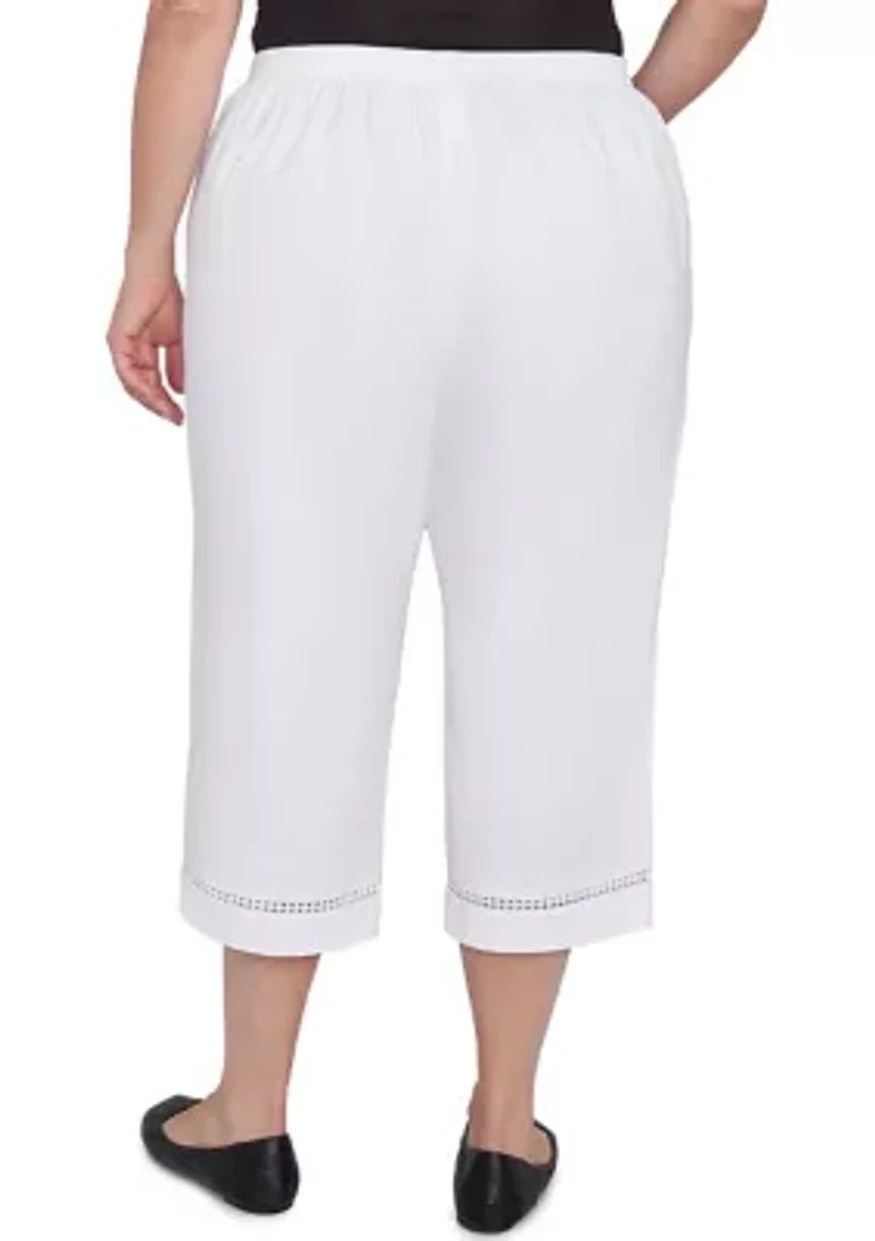 Plus Rise and Shine Dot Lace Trim Capri Pants