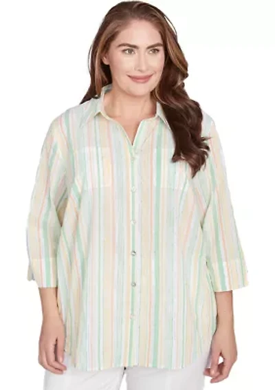 Plus Rise and Shine Stripe Lurex Blouse