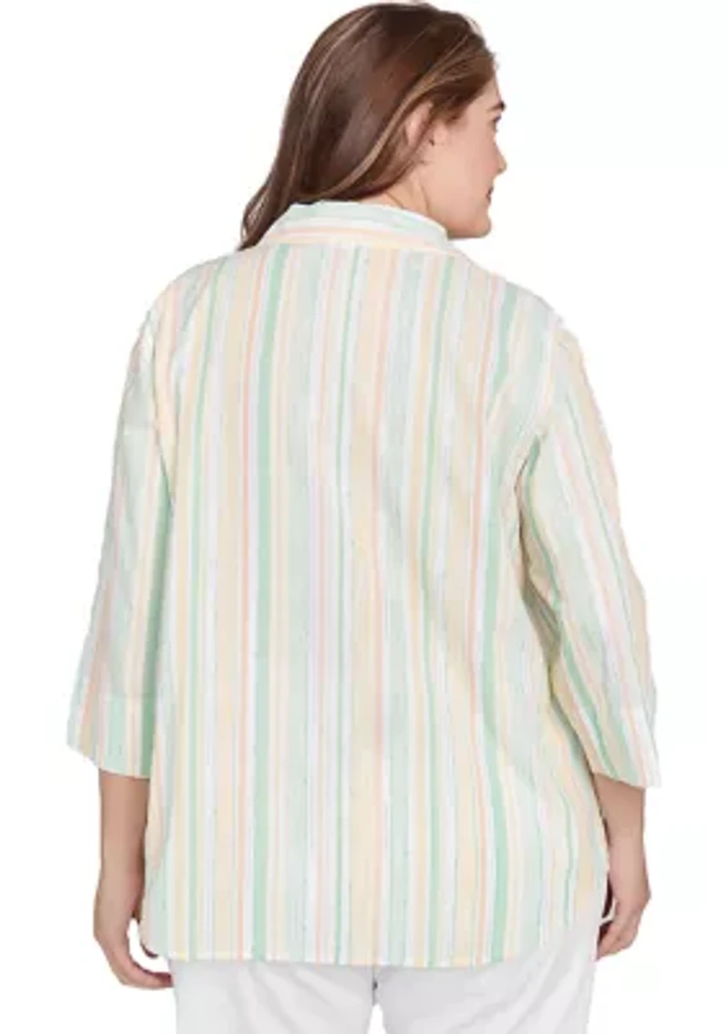 Plus Rise and Shine Stripe Lurex Blouse