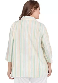 Plus Rise and Shine Stripe Lurex Blouse
