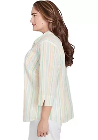 Plus Rise and Shine Stripe Lurex Blouse