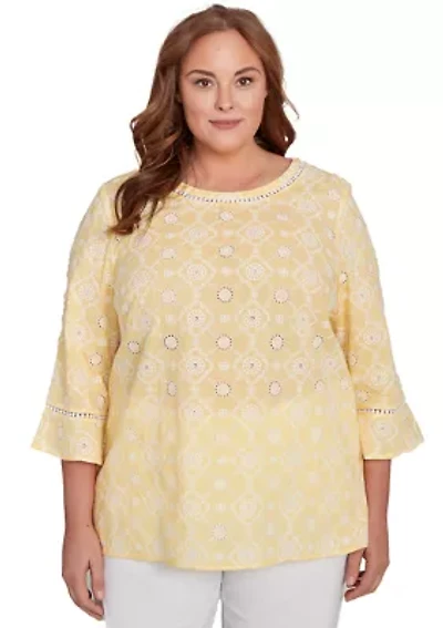 Plus Rise & Shine Flower Embroidered Eyelet