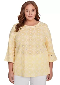 Plus Rise & Shine Flower Embroidered Eyelet