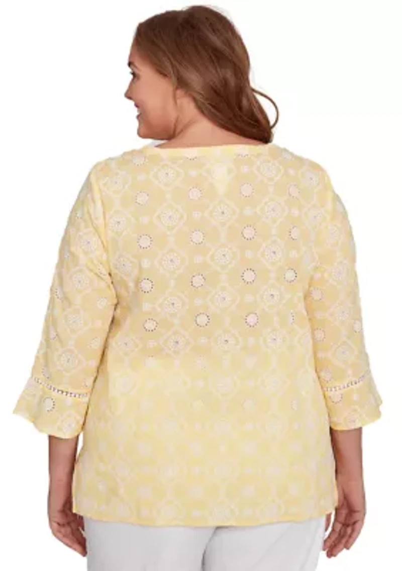 Plus Rise & Shine Flower Embroidered Eyelet