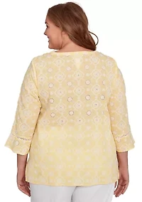 Plus Rise & Shine Flower Embroidered Eyelet