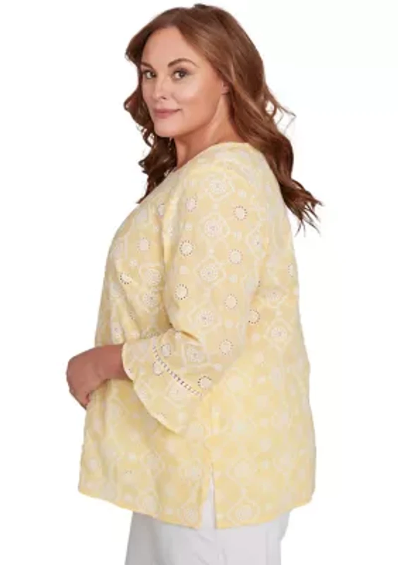 Plus Rise & Shine Flower Embroidered Eyelet