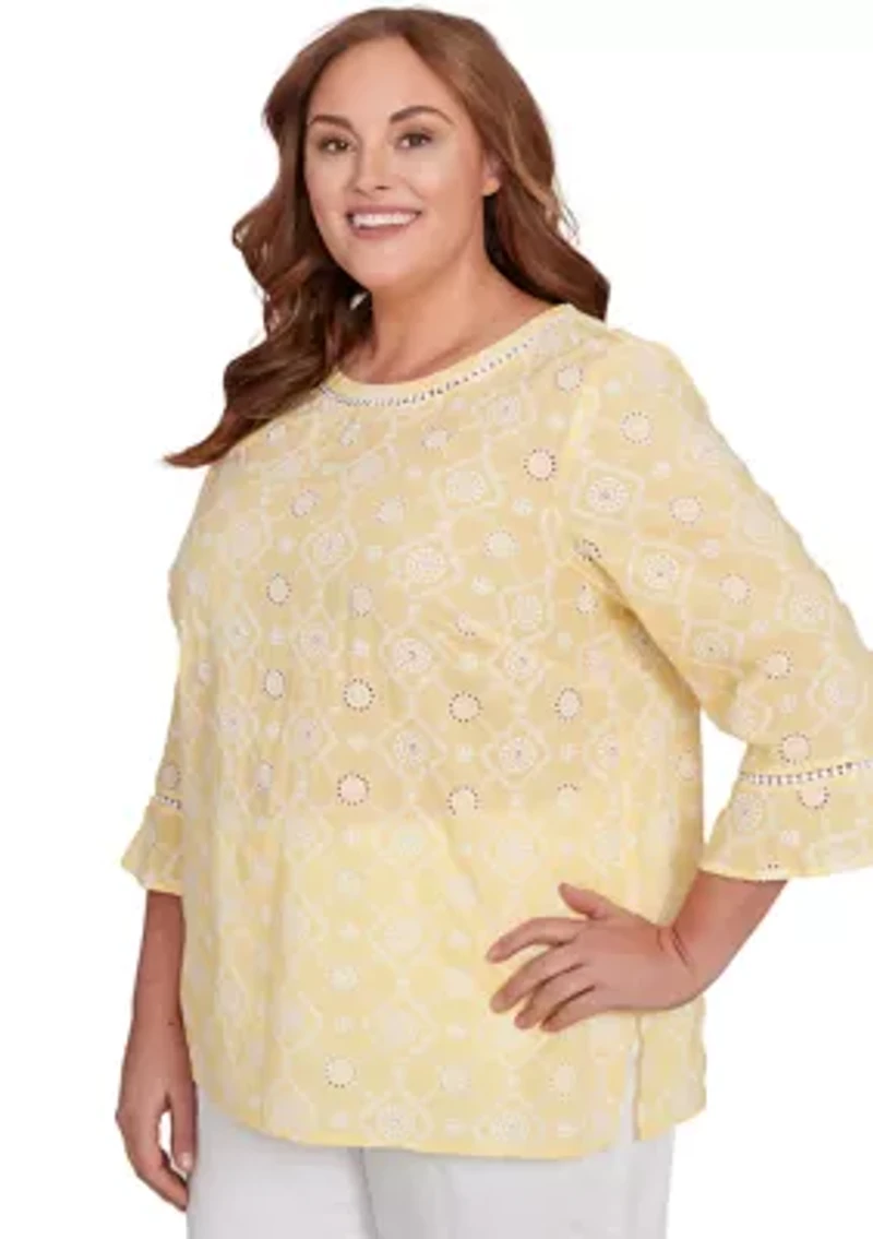 Plus Rise & Shine Flower Embroidered Eyelet
