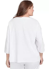Plus Rise & Shine Embroidered Pineapple Top