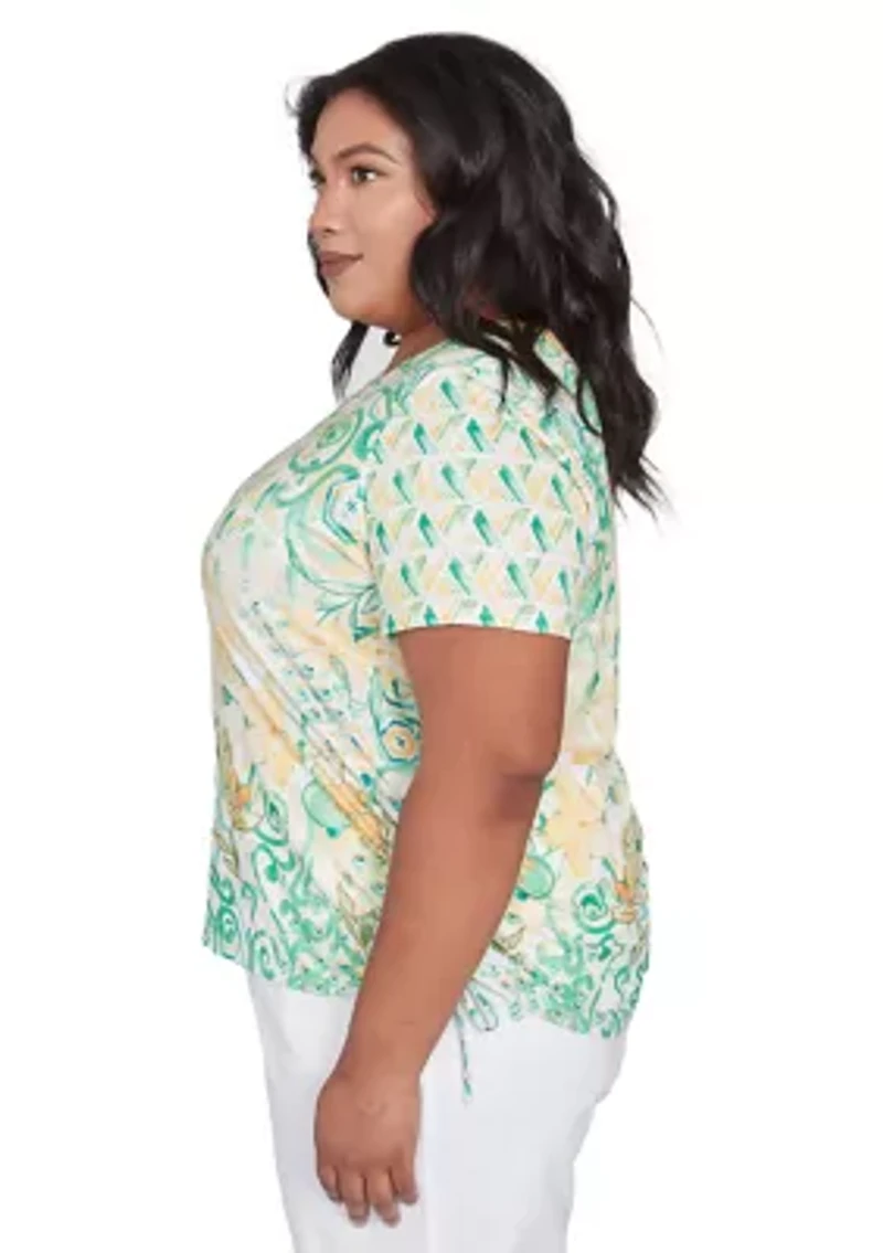 Plus Rise and Shine Geo Patchwork Printed Shirt