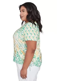 Plus Rise and Shine Geo Patchwork Printed Shirt
