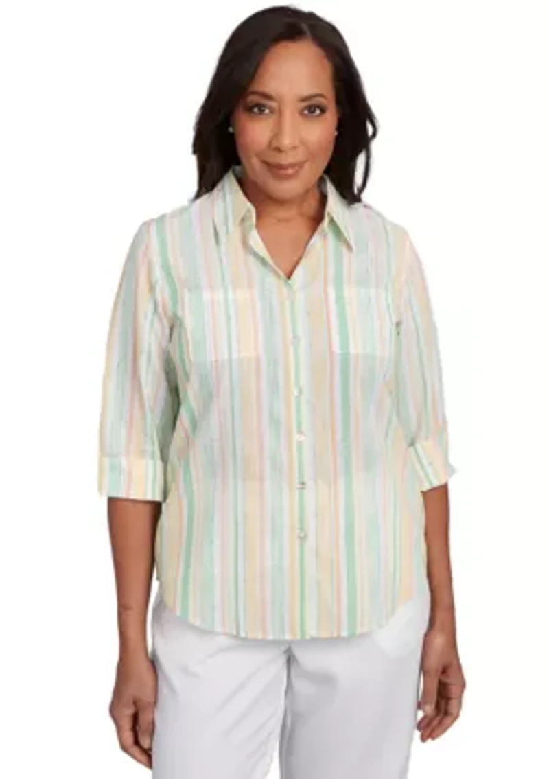 Petite Rise & Shine Stripe Shirt with Lurex