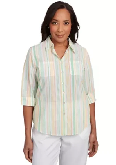 Petite Rise & Shine Stripe Shirt with Lurex
