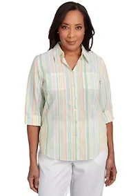 Petite Rise & Shine Stripe Shirt with Lurex