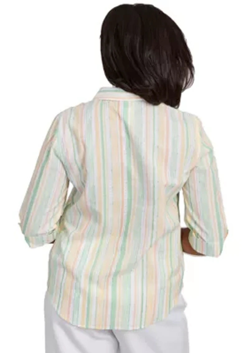 Petite Rise & Shine Stripe Shirt with Lurex