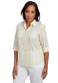 Petite Rise & Shine Stripe Shirt with Lurex