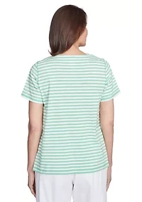 Petite Rise & Shine Stripe Lemons Printed Top