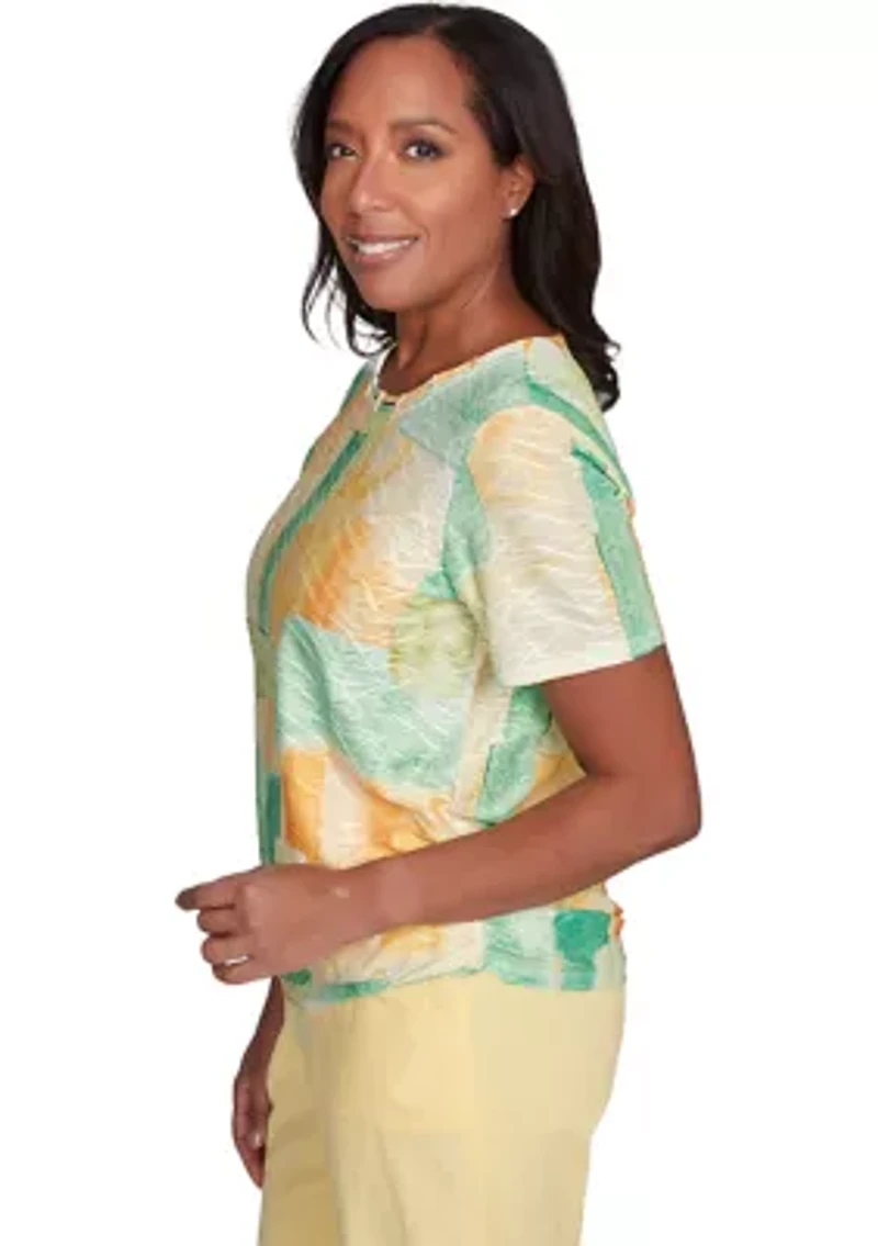 Petite Rise & Shine Patch Texture Top