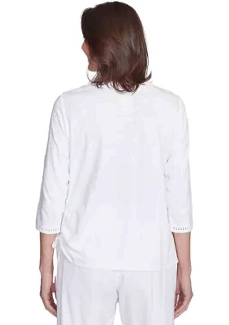 Petite Rise & Shine Embroidered Pineapple Top