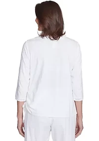 Petite Rise & Shine Embroidered Pineapple Top