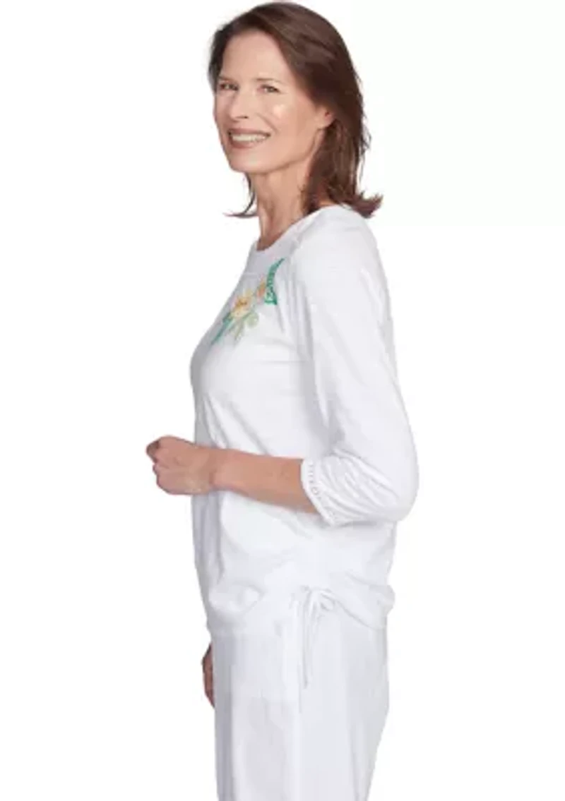 Petite Rise & Shine Embroidered Pineapple Top