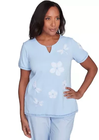 Petite St. Thomas Appliqué Dragonfly Flowers Top