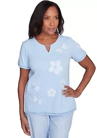 Petite St. Thomas Appliqué Dragonfly Flowers Top