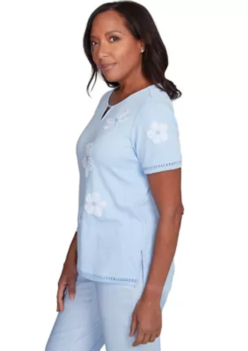 Petite St. Thomas Appliqué Dragonfly Flowers Top