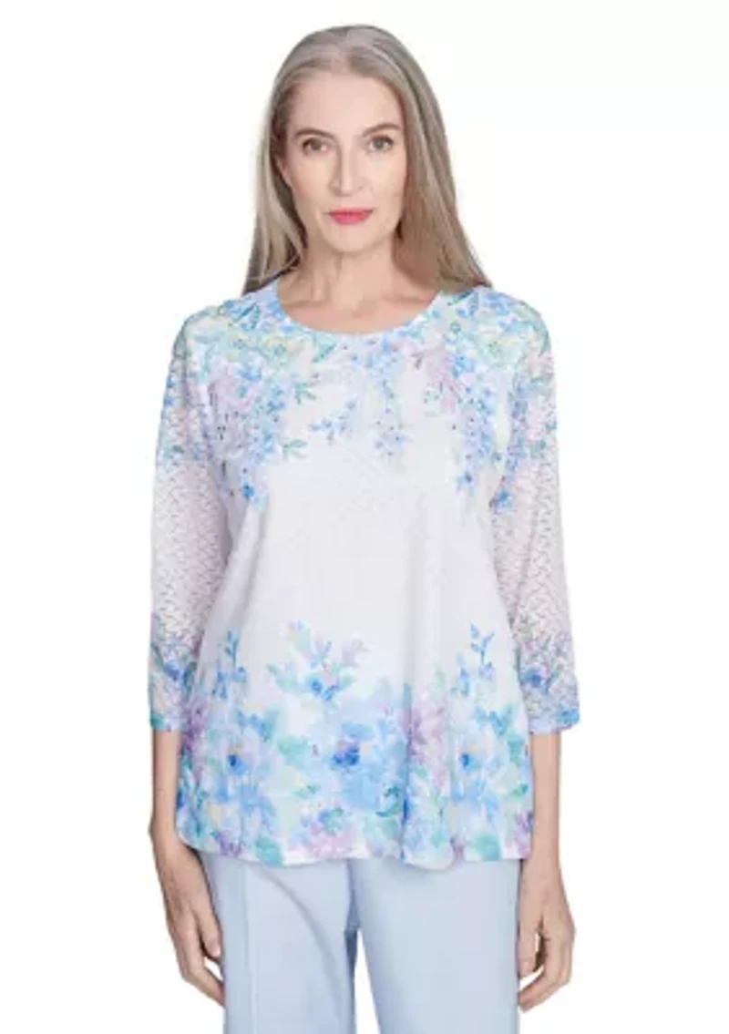 Petite St. Thomas Floral Yoke and Border Top