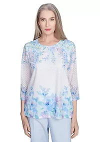 Petite St. Thomas Floral Yoke and Border Top