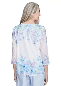 Petite St. Thomas Floral Yoke and Border Top