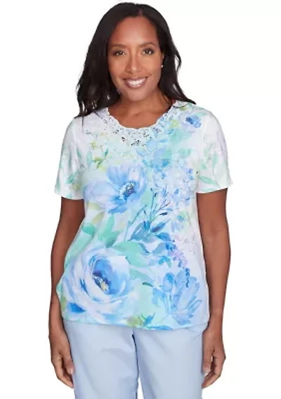 Petite St. Thomas Drama Floral Print Top