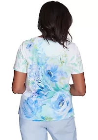 Petite St. Thomas Drama Floral Print Top