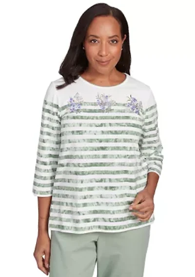 Women's Santa Fe Tie Dye Stripe Embroidery Top