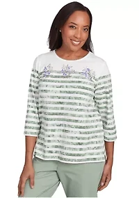Women's Santa Fe Tie Dye Stripe Embroidery Top